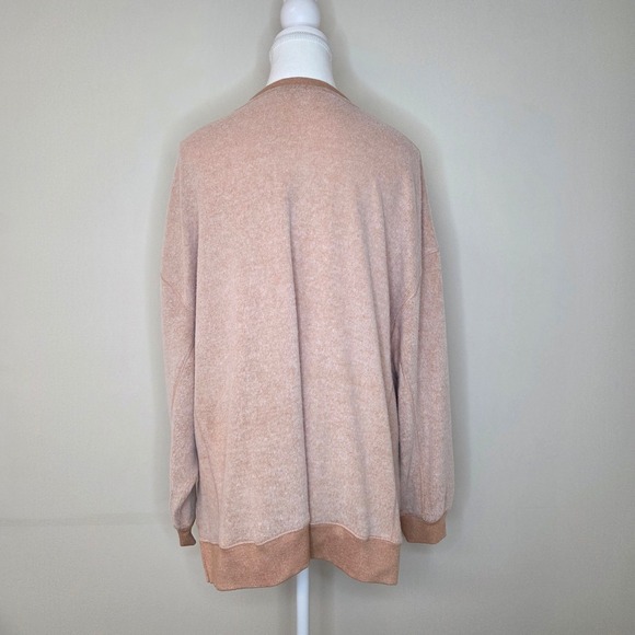 Z Supply Modern Weekender Sweatshirt Peach Pink V-Neck Oversized Pullover Size M - Picture 3 of 4
